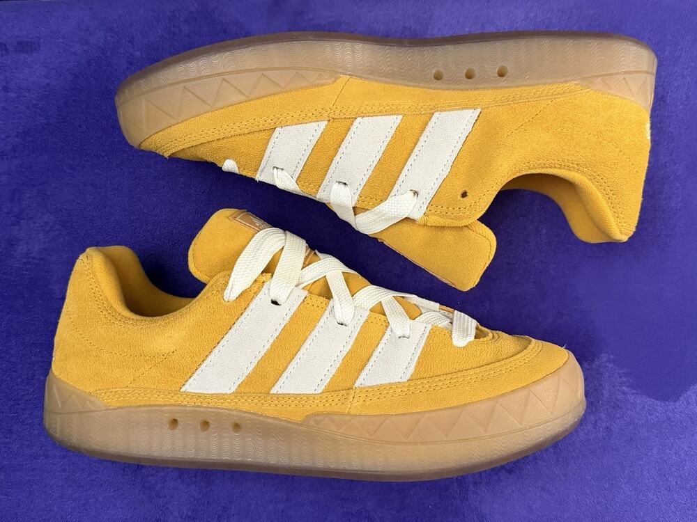 Adidas Adimatic IE2225 Mens 10 Yellow Suede Lace Up Lifestyle Sneakers Shoes NWB
